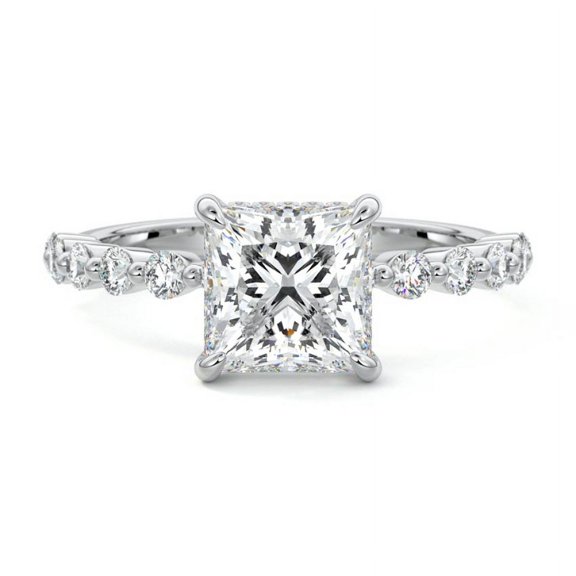 Brig Jewel 14k White Gold Over Women's Ring - Princess Cut 1.5 Ct Lab Created Diamond Wedding Anniversary Ring - Engagement Ring for Mom - Wedding Ring - Anniversary Proposal Rings for Girlfriend