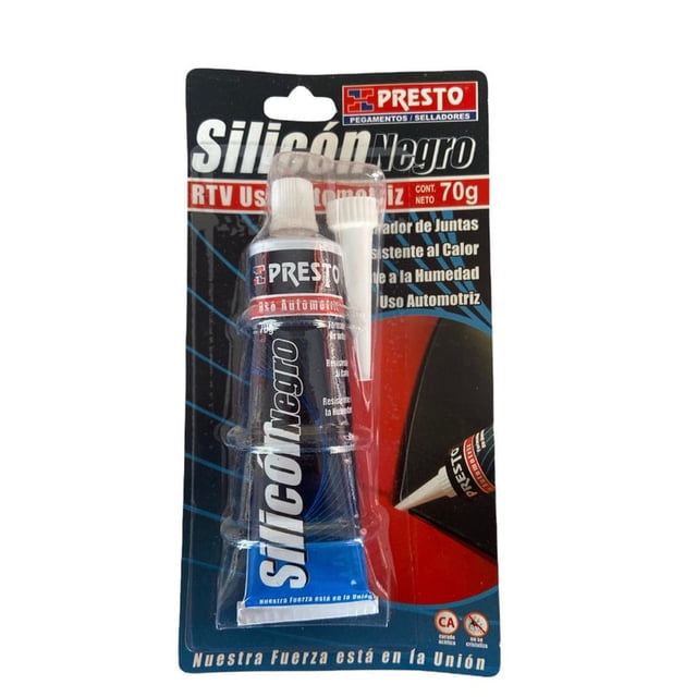 Silicon 100% Rtv Presto - Cartucho Negro 70g Alta Temp PRESTO SILICON NEGRO