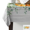 thumbnail image 2 of Sage Green Orange Fall Rectangle Tablecloths 60x162,Pumpkins Eucalyptus Thanksgiving Rustic Wood Table Cloth Table Cover Indoor/Outdoor Tabletop Decor for Wedding Holiday Party Dinner Baby Shower, 2 of 7
