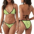 thumbnail image 3 of KLL Various Lemons Print Bikini Set for Women,String Two Piece Halter Top Triangle Bikini Set with Tie Side Bottom Sexy Swimsuit Bathing Suits, 3 of 5