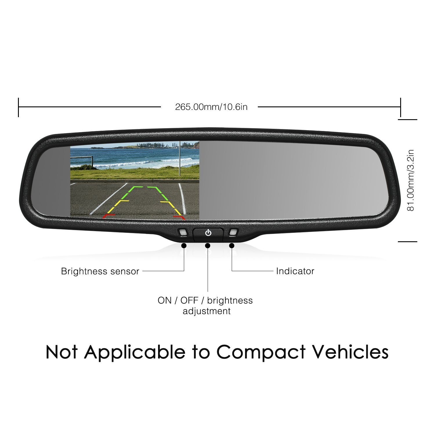 Rear View Mirror Monitor with Reverse Cameras, Backup Camera with LED light  Super Night Reverse Camera for Truck, Backup Cameras with Mirror Monitors  IP 68 Waterproof
