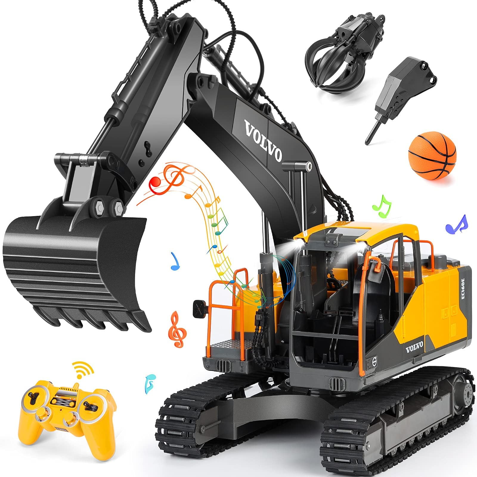 RC Excavator Tractor Toy Construction Vehicles 17 Channel Truck Metal Shovel NEW