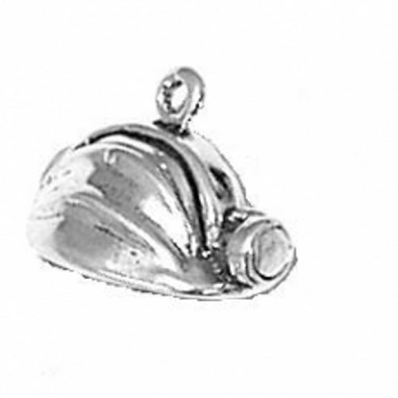 Sterling Silver 16" .8mm Box Chain 3D Miners Helmet Hat Pendant Necklace