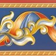thumbnail image 1 of Papier Peint Autocollant Abstrait Rouge Jaune à Rayures Vignes Jaunes Bleu Marine Bordure Design Rétro, Rouleau 33 Pi x 4 Po, Auto-Adhésif, 1 of 4