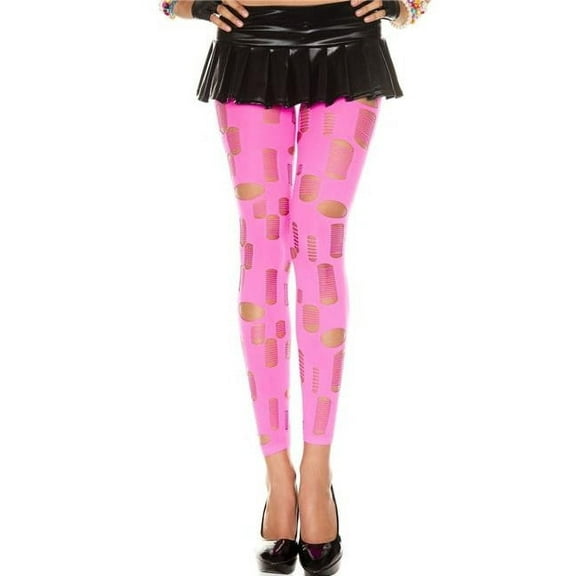 Music Legs Women's Tattered & Cut Out Leggings - Neon Pink 35472-NEONPINK