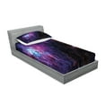 thumbnail image 2 of Ambesonne Galaxy Fitted Sheet & Pillow Sham Set, Mother Nebula View, Twin, Purple Black Blue, 2 of 2