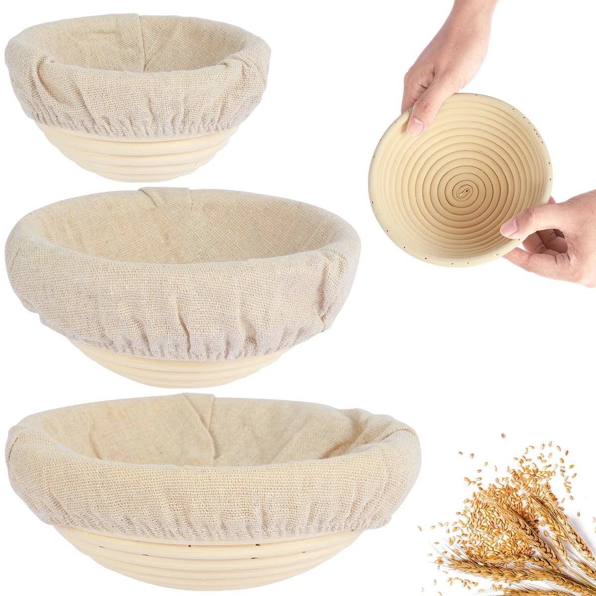 RoEsha Banneton Bread Proofing Basket 23 Piece Set, Round 9 and Oval 10  Inch Rattan Sourdough Baskets with Dough Scraper, Scoring Lame, Linen Bread
