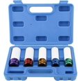 thumbnail image 1 of 5 Piece Impact Socket Set for Drive Metric Extra Thin Wall Wheel Rims, Size 15, 17, 19, 21, 22 mm, 1 of 4