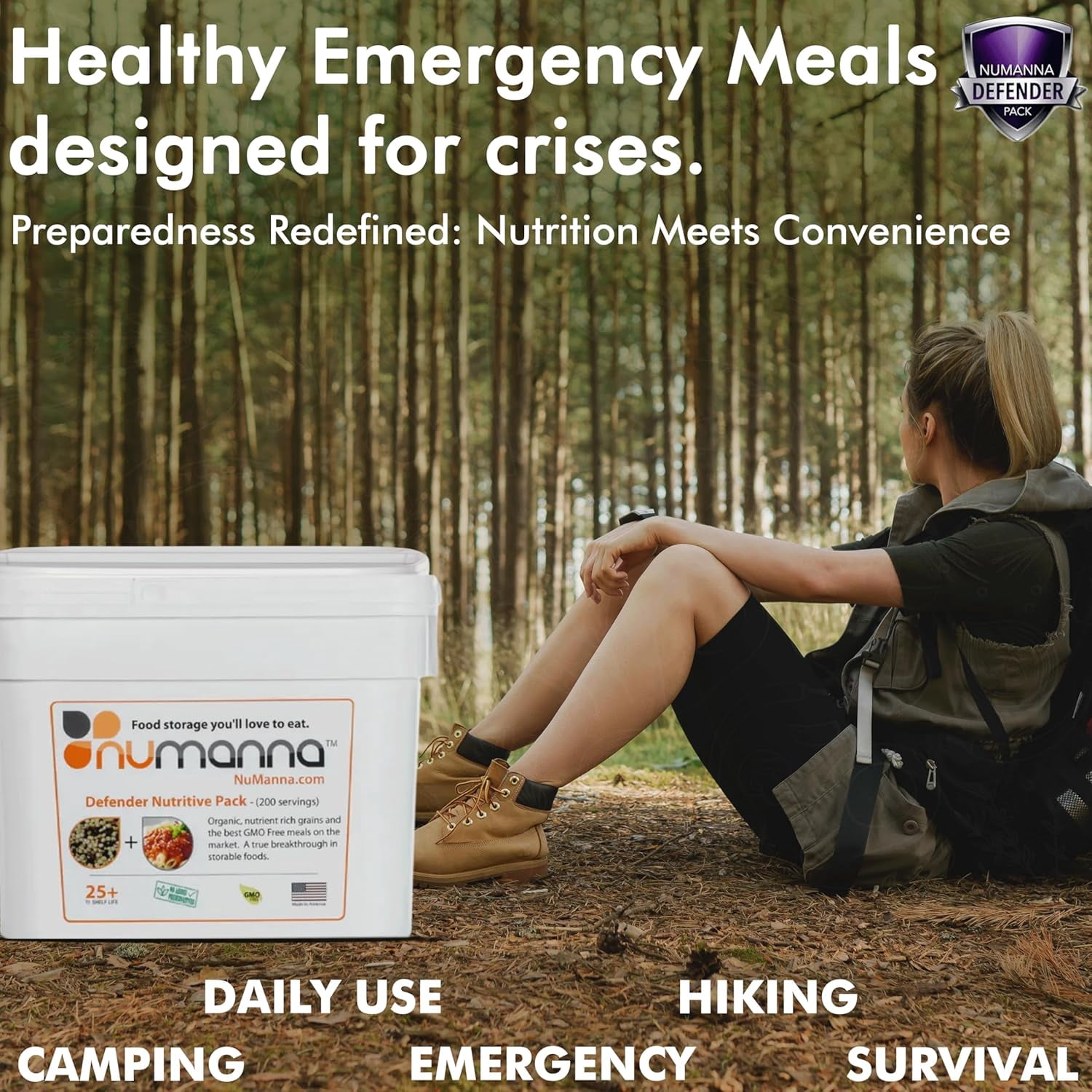 (3 Buckets Combo) NuManna Defender Nutritive Pack with 612 Servings, Emergency Survival Food Storage Kit, Separate Rations in A Bucket, 25+ Year Shelf Life, GMO-Free- (204 Serving / Bucket))