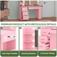 thumbnail image 5 of Uforic Makeup Vanity Desk with Mirror & Lights, Vanity Desk with 4 Drawers & Storage Shelves - Pink, 5 of 9