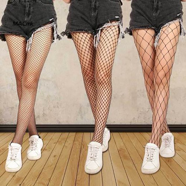 Mac_medias De Malla Negra Para Mujeres Medias Huecos