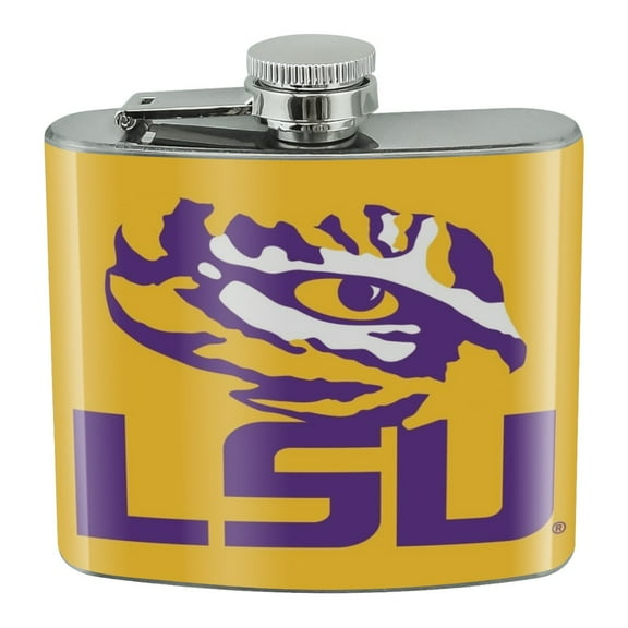 LSU Tiger Eye on Yellow Stainless Steel 5oz Hip Drink Kidney Flask