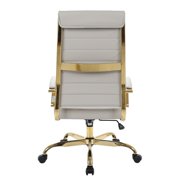 Benmar High-Back Tan Leather Office Desk Chair Ergonomic Executive Chair with Adjustable Swivel, Gold Frame with Cushion Support & Silent Wheels for Home Office Workstations