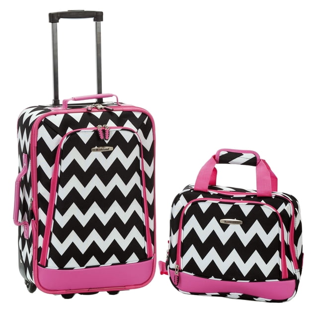 Rockland Fashion Softside Upright Luggage Set, Expandable, Pink Chevron, 2-Piece (14/19)