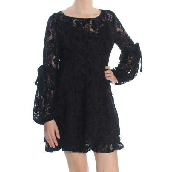 FREE PEOPLE $128 Womens New 1027 Black Lace Illusion  A-Line Dress M B B
