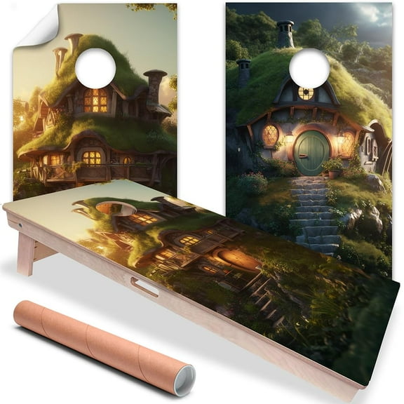 Cornhole Board Wraps and Decals for Boards Set of 2 Skins Professional Vinyl Covers Sticker The Shire Homes Inspired Cornhole Wraps Stickers Cornhole Skins Cornhole Wraps for Boards
