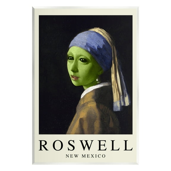 Stupell Industries Funny Alien Girl Roswell NM Travel & Places Painting Unframed Art Print Wall Art