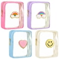 thumbnail image 1 of Spiareal 4 Neceseres de Maquillaje con Parche Preppy Lindo Bolso con Letras de Chenilla Estuches Cosm&eacute;tico con Cremallera Organizador de Viajes Cosas Bolsa de Cuidado de Piel (Superficie Tr, 1 of 7