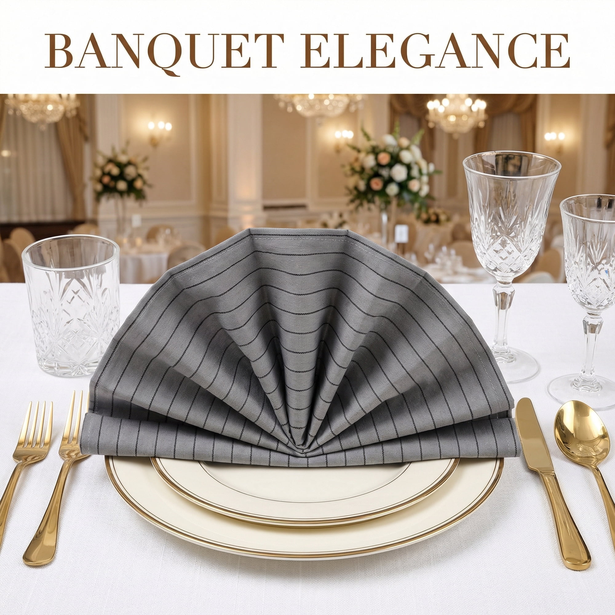 Unique Bargains 6Pcs Washable Reusable Table Dinner Napkins Gray Black 24x16inch