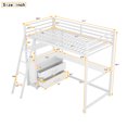thumbnail image 2 of Yoneston Twin Size Loft Bed with Desk Shelve and Two Built-in Drawers, Heavy Duty Metal & Wood Loft Bed for Kids Toddles Bedroom, White, 2 of 14