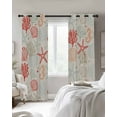 thumbnail image 3 of Orange Red Coastal Blackout Curtains 54 Inches Long for Bedroom, Ocean Coral Starfish Shell Seahorse Thermal Insulated Room Darkening Black Out Window Curtain Panels Grommet Drapes for Living Room, 3 of 8