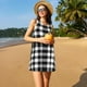 thumbnail image 3 of Fotbe White And Black Plaid Vestido de Verano sin Mangas para Mujer – Vestido Midi Línea A, Estilo Camiseta Floral, Vestido Playero Casual y Fluido, 3 of 7