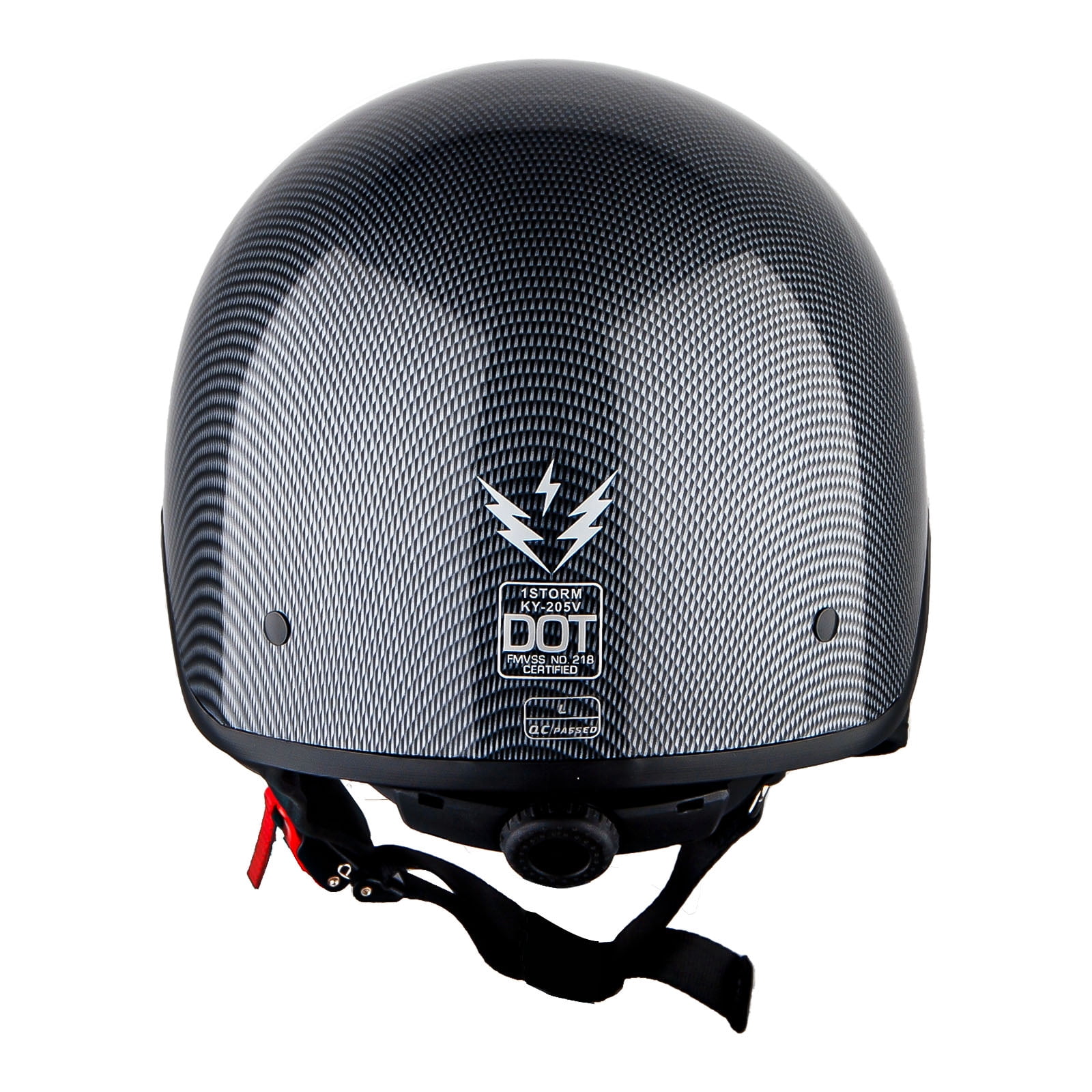 1Storm Motorcycle Half Face Helmet Mopeds Scooter Pilot with retractable Inner Smoked VisorHKY205V, Fiber Black