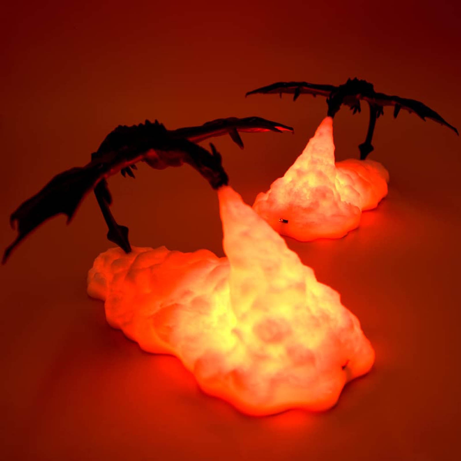 Wovilon Fire Dragon Lamps, 3D Printed Volcano Dragon Lamps Night Light Moon Light with Usb Rechargeable, Desktop Lamp for Bedroom Office Children Gifts