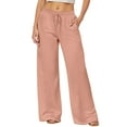 thumbnail image 4 of UngA Casual Pants Women Women Casual Pants Loose High Waist Cropped Beach Pants Summer Outfits Trendy Pink,L, 4 of 6