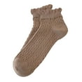 thumbnail image 3 of opolski 1 Pair Women Socks Low-cut Shirribg Edge Hollow Out Mesh Solid Color High Elasticity Anti-slip Thin Soft Breathable Sweat-absorption Anti-shrink Short Boat Socks Dark Khaki, 3 of 8