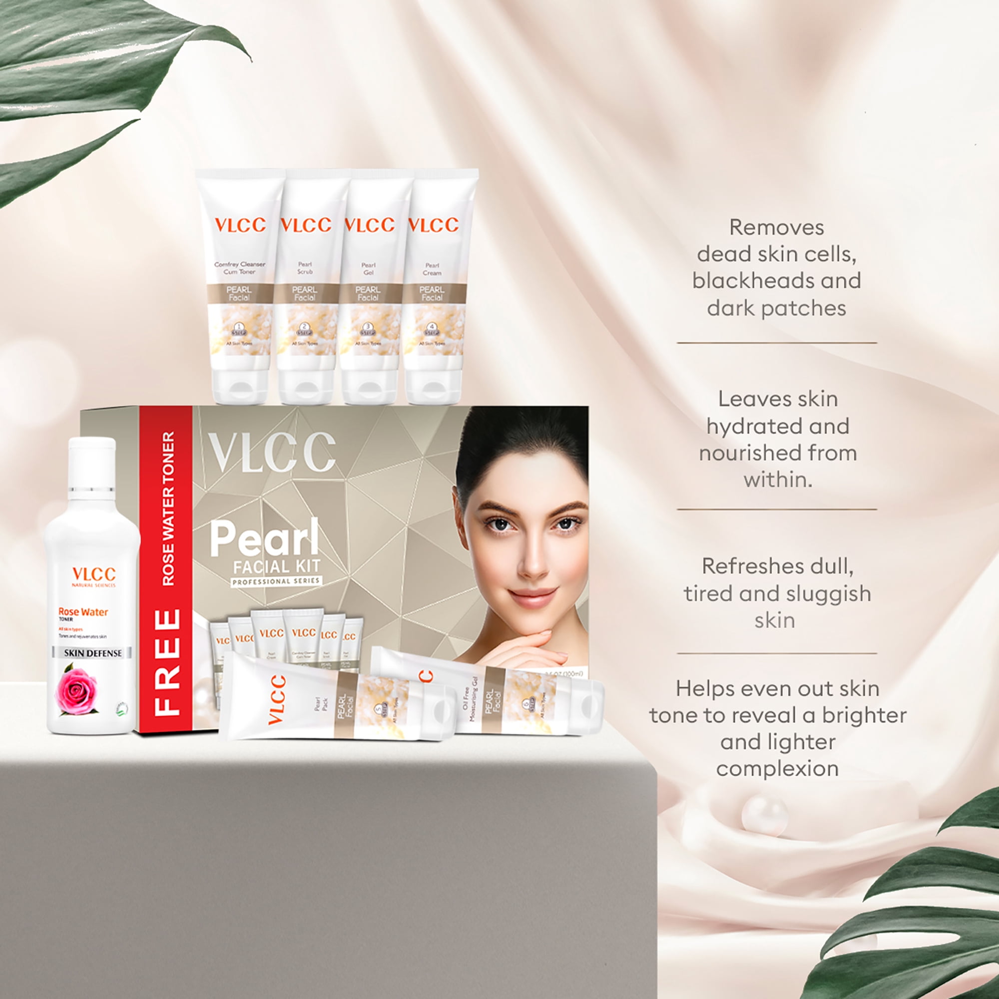 VLCC Pearl Facial Kit, Facial Cleanser and Cream, 7 pc