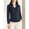 thumbnail image 5 of INSPIRE CHIC Women's Elegant V Neck Long Sleeves Button Down Shirt XS Navy Blue, 5 of 7