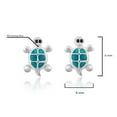 thumbnail image 3 of AeraVida Everyday Ocean Mini Turtles Blue Enamel Animals Sterling Silver Stud Earrings, 3 of 4