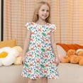 thumbnail image 2 of Tfken Girls Dresses For Summer Crew Neck Short Sleeve Cartoon Print Dresses Casual Sleepwear Children Comfortable Clothes Purple Size 6-7 Years, 2 of 4