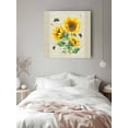 thumbnail image 3 of Canvas Print Wall Art Farmhouse Floral Sunflowers Bee Vintage Linen Background Framed Canvas Art Wall Decor Pictures Painting Morden Artwork for Living Room Bedroom, Ready to Hang, 20"x20", 3 of 4