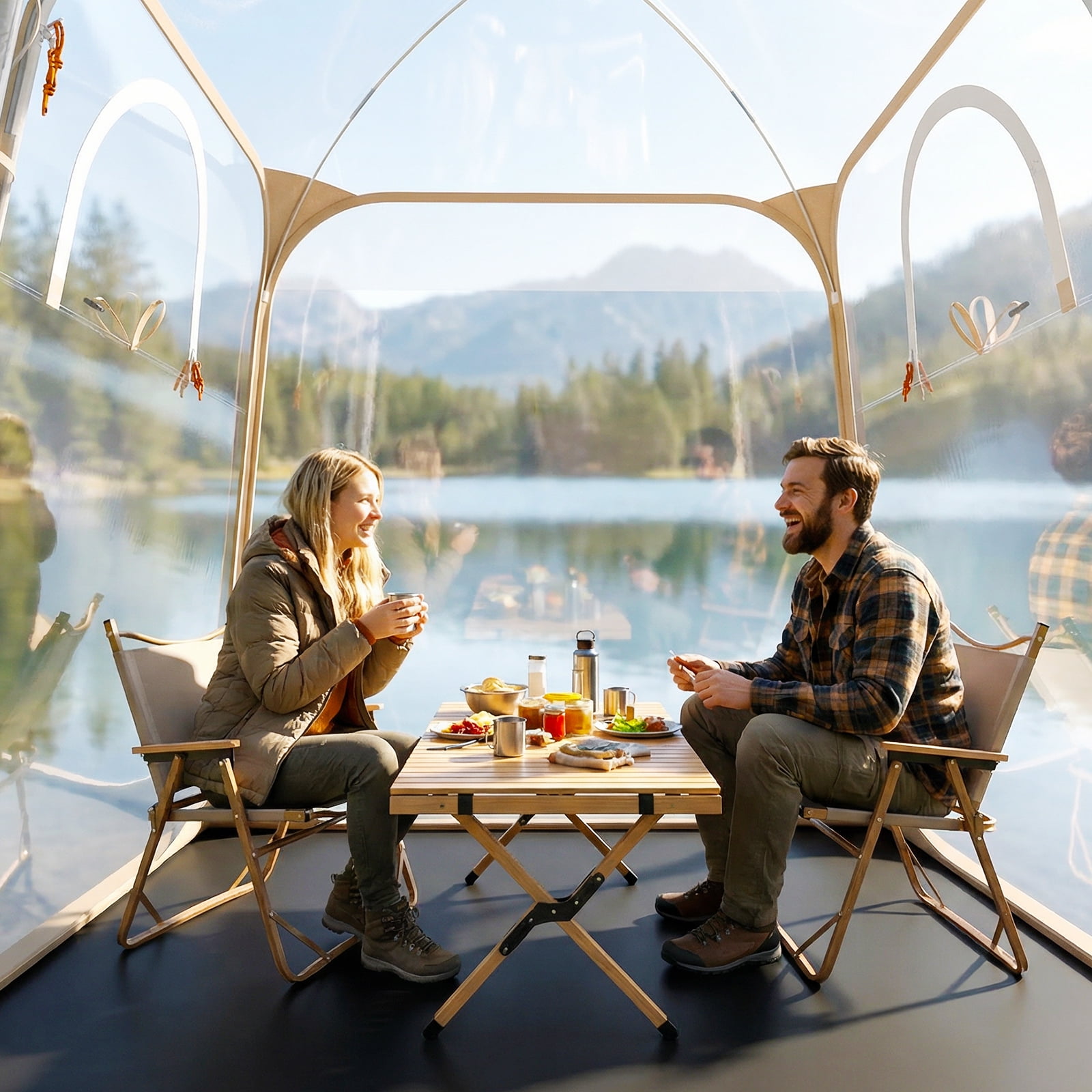 Gymax 7x7ft Clear Bubble Pop-Up Tent w/Sealed Floor Bag PVC Screen for 2-4 Persons