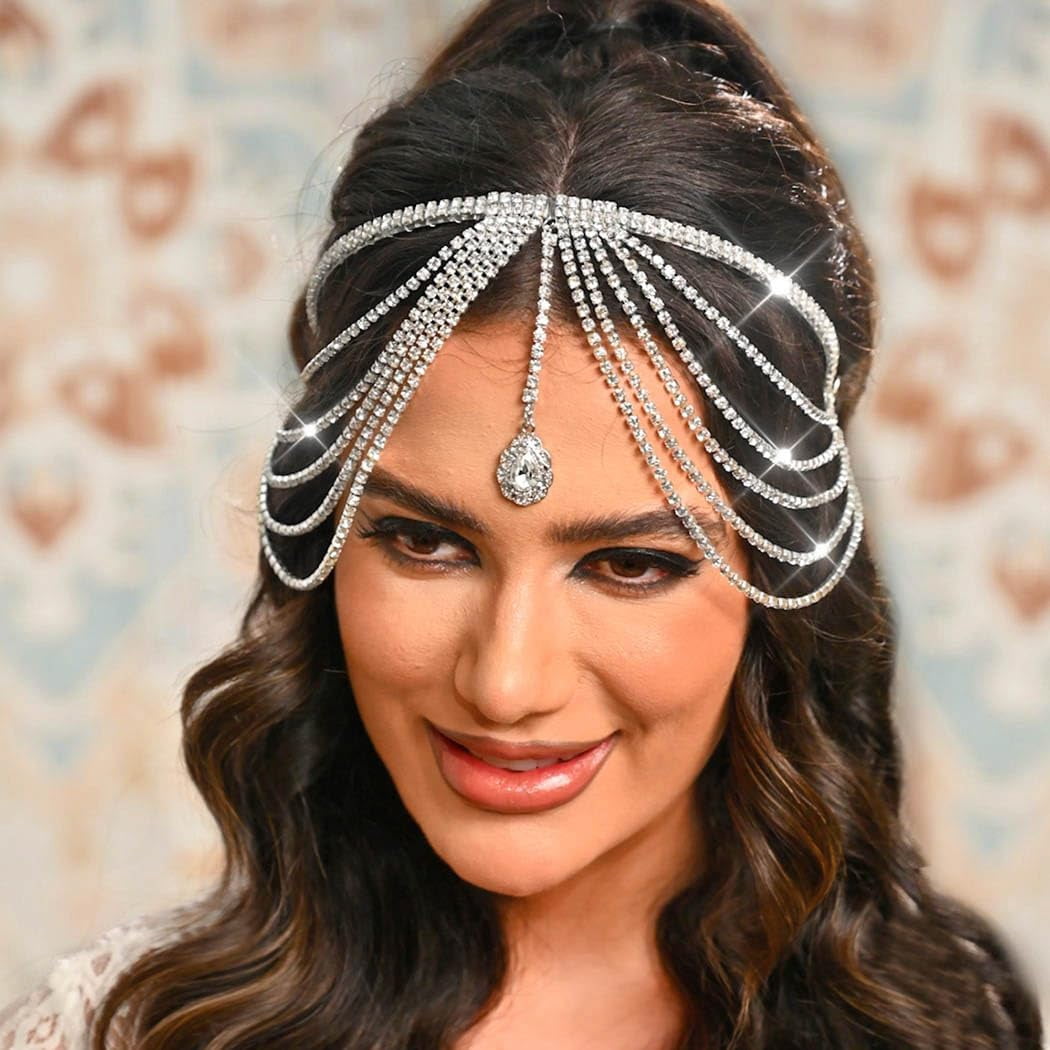 Layered Rhinestone Headband Tassel Crystal Forehead Hair  display picture 3