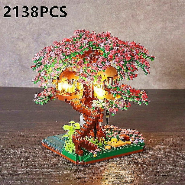 Lumière Sakura arbre maison modèle constructeur Micro blocs de