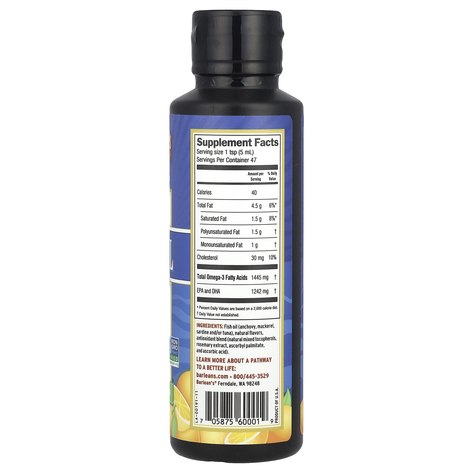 Barlean's Fresh Catch®, Fish Oil, Omega-3 EPA/DHA, Orange, 8 fl oz (236 ml)