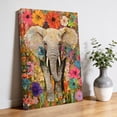 thumbnail image 2 of Canvas Wall Art Elephant Canvas Art Print Animal Floral Garden Oil Paint Style Pictures Wall Decor for Living Room Bedroom Artwork Decorations Stretched Framed Ready to Hang 12"x16", 2 of 9