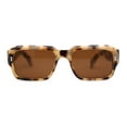 thumbnail image 2 of Hipster Gentlemens Beveled Rectangle Fashion Plastic Sunglasses Beige Tortoise Brown, 2 of 4