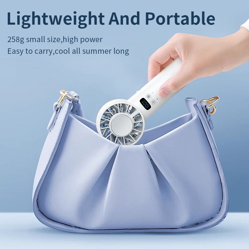 Portable Handheld Fan with Ice Cooling 5200mAh Handheld Turbo Fan, High Speed 15000 RPM Powerful Cooling Ice HandFan, Mini Fans Speed(1-100), Personal Air Conditioner Fan for Travel, Outdoor(White)