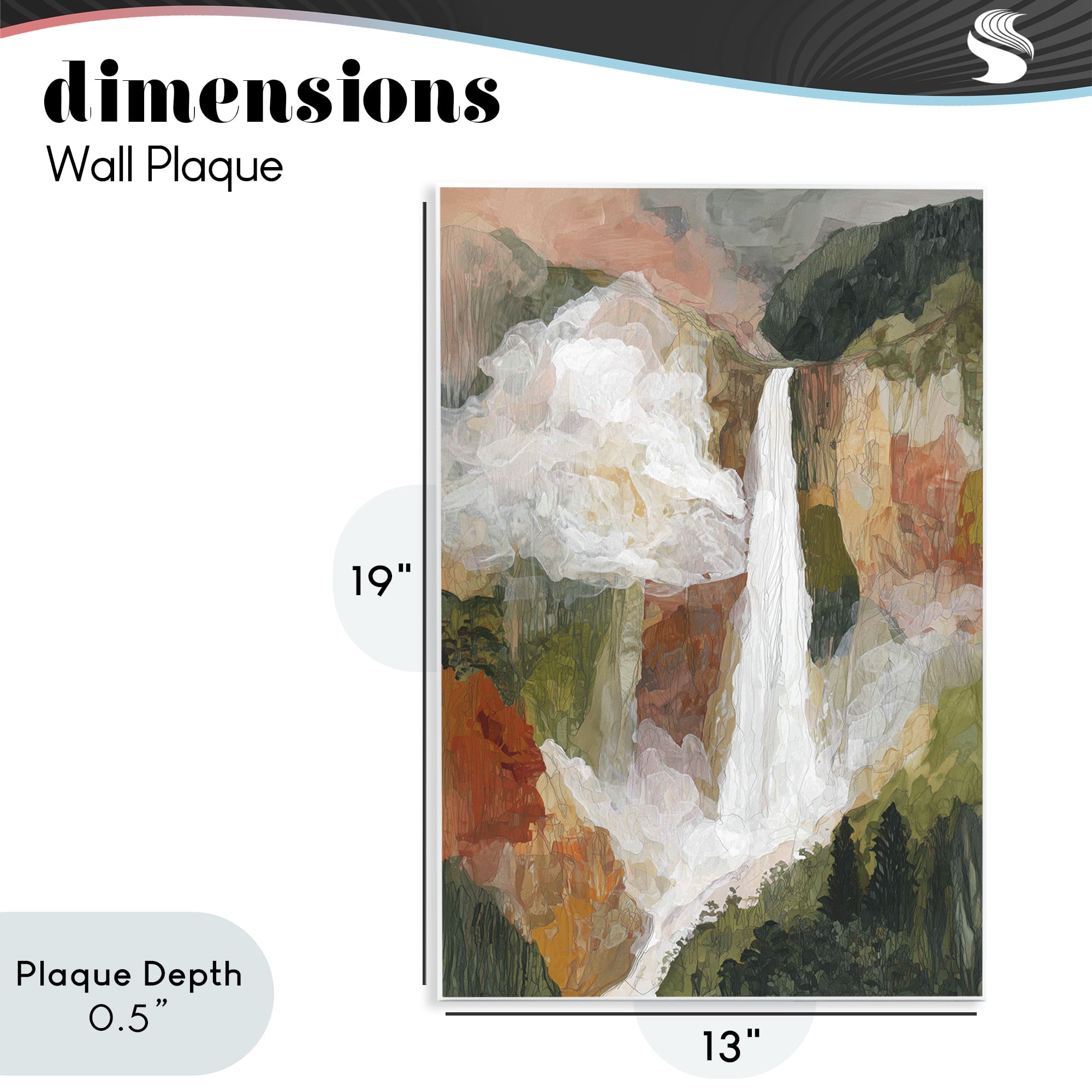 Stupell Industries Mountain Waterfall Landscape Wall Plaque Art, design by Chromatic Storm Studio