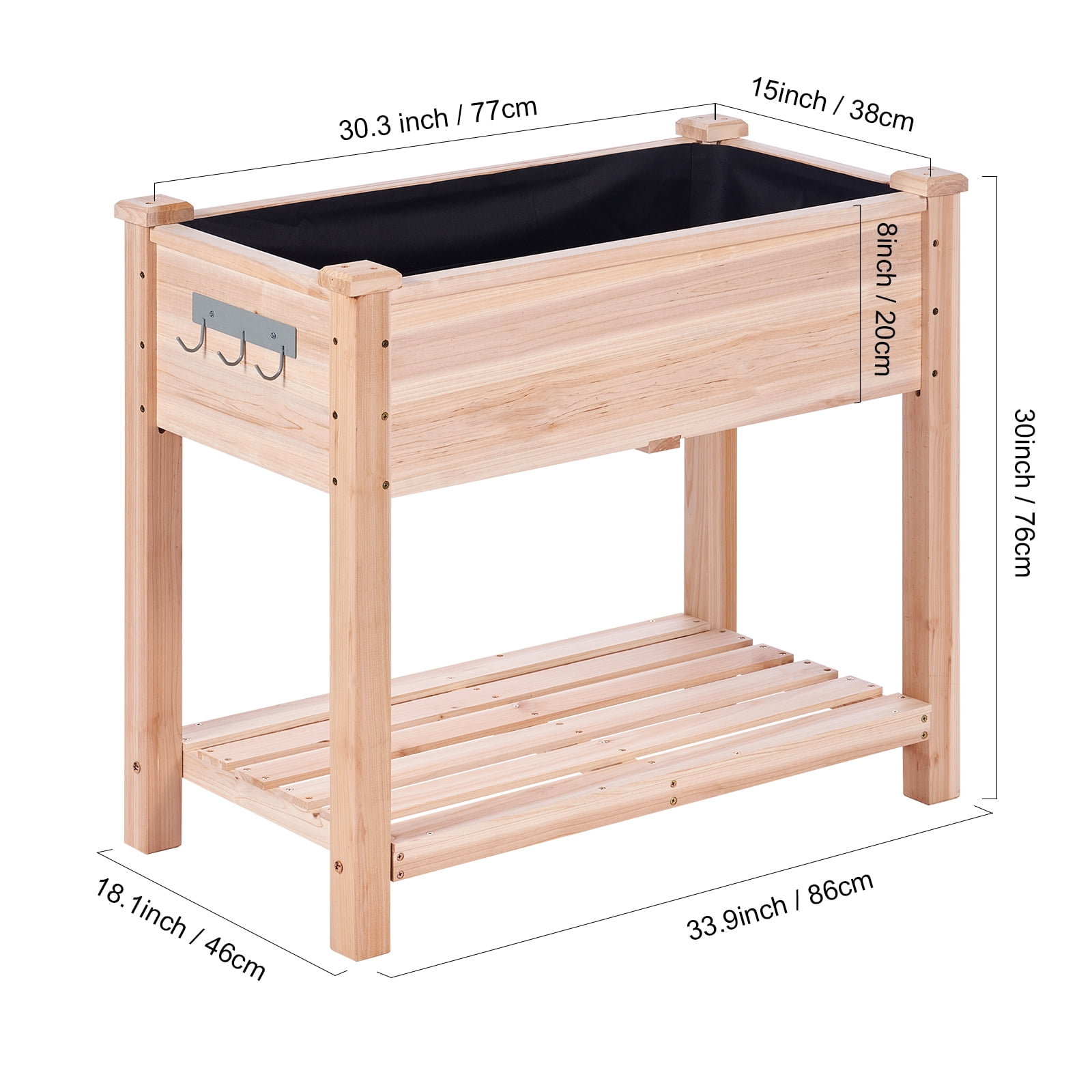 KFFKFF Elevated Garden Bed, Dimensions 34 x 18 x 30 inches, Wooden Planting Container, Outdoor Planters with Supportive Legs, Ideal for Cultivating Flowers, Vegetables, Herbs in Yard, Garden, Patio