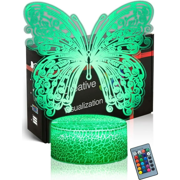 YSITIANNA Butterfly 3D Mood Lamp Illusion 16 Colors Change LED Butterfly Night Light with Remote, Gifts for Holiday, Home Bedrom Room Decor Table Lamp STNL#4210