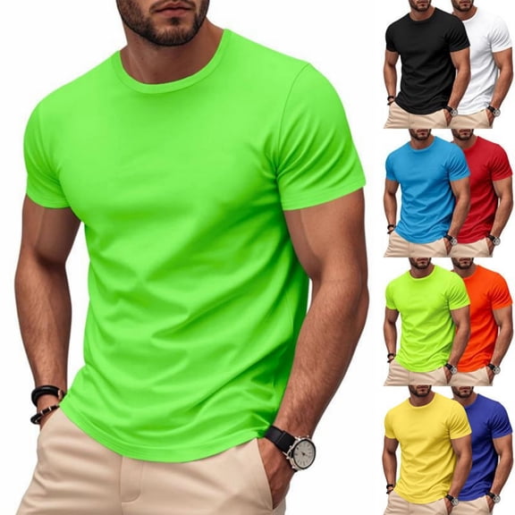 Bnwani Men Shirts Casual Crew Neck Tee Lightweight Shirts Green 3XL