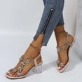 thumbnail image 2 of Rvasteizo Women Beach Shoes Solid Rhinestone Open Toe High Heel for Plus Size Daily Match, 2 of 5