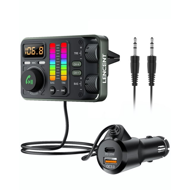 Bluetooth Car Adapter LENCENT Bluetooth 5.3 FM Transmitter