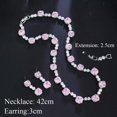 thumbnail image 5 of CZ Square Drop Wedding Necklace Earrings Set Silver Plated Bridal Pink Jewellery, 5 of 9