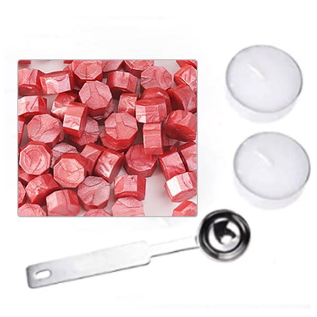 Sellado de cera de cera perlas de sello de cera ampliamente usado kit de sello de sello de cera fácil de usar y limpiar decoración Artesanías de regalo con lustre vintage flor de cerezo rojo Inevent HA047891-03